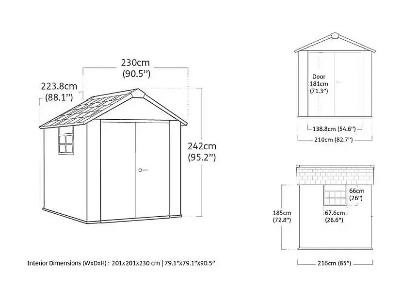Abri jardin résine "Brossium Oakland 757" - 5,1 m² - 230 x 223.8 x 241.9 cm - Gris brossé