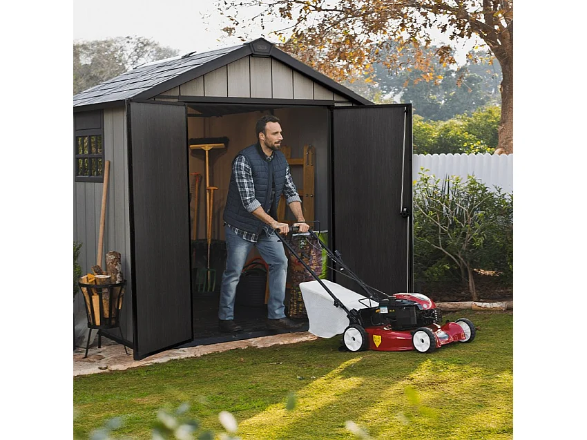 Abri jardin résine "Brossium Oakland 757" - 5,1 m² - 230 x 223.8 x 241.9 cm - Gris brossé