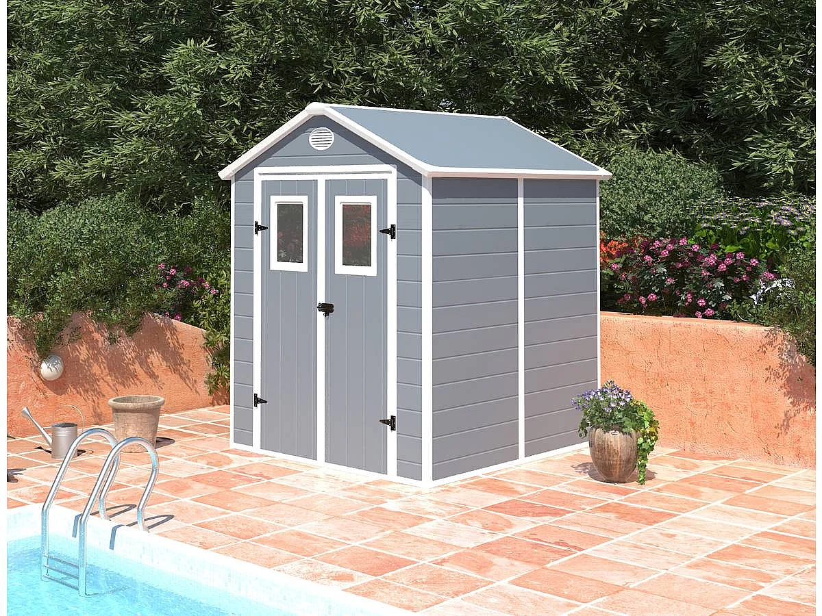 Abri de jardin résine "Texas" - 3.57 m² - 190 x 188 x 225 cm - Gris