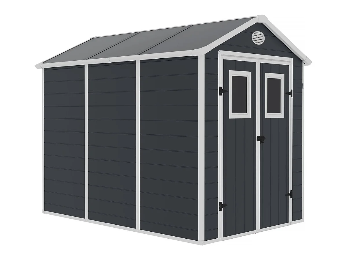 Abrigo de jardim em resina "Texas" - 5,23 m² - Antracite - Kit de ancoragem incluído