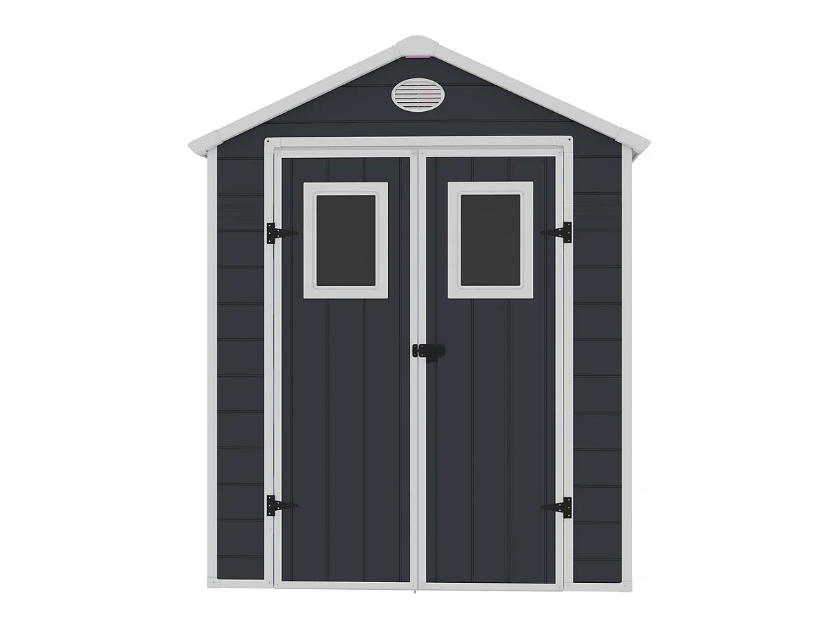 Abrigo de jardim em resina "Texas" - 5,23 m² - Antracite - Kit de ancoragem incluído