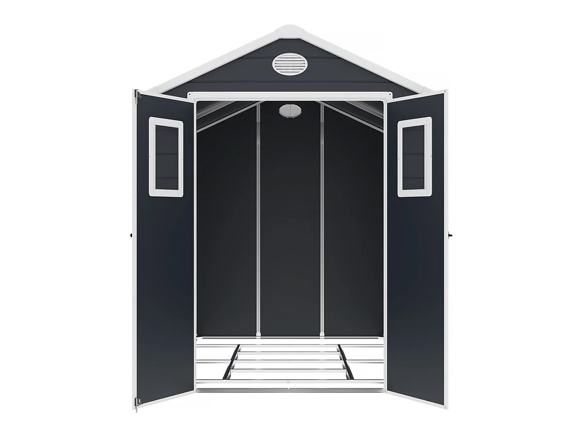Abrigo de jardim em resina "Texas" - 5,23 m² - Antracite - Kit de ancoragem incluído