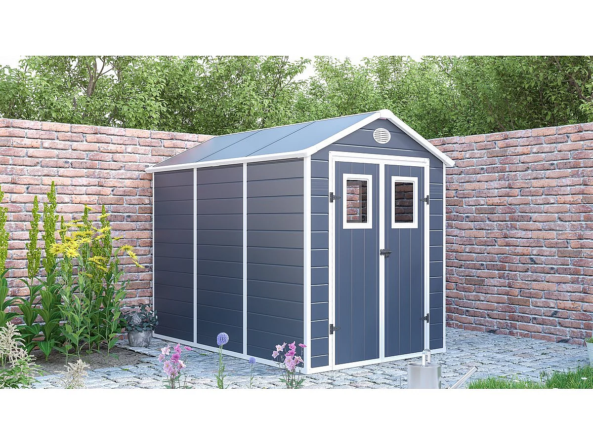 Abri de jardin résine "Texas" - 5.23 m² - kit d'ancrage inclus  - Anthracite