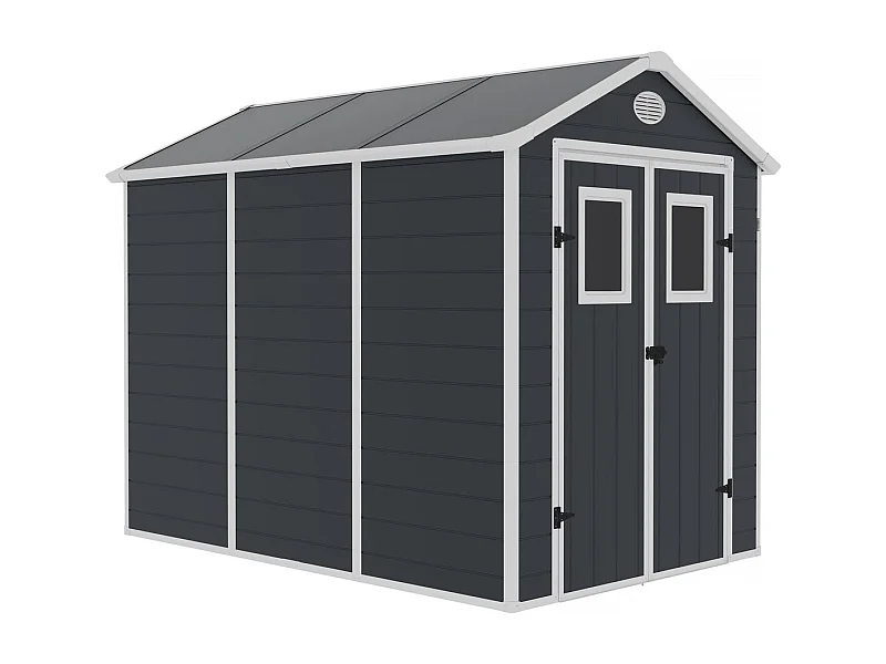 Abri de jardin résine "Texas" - 5.23 m² - kit d'ancrage inclus  - Anthracite