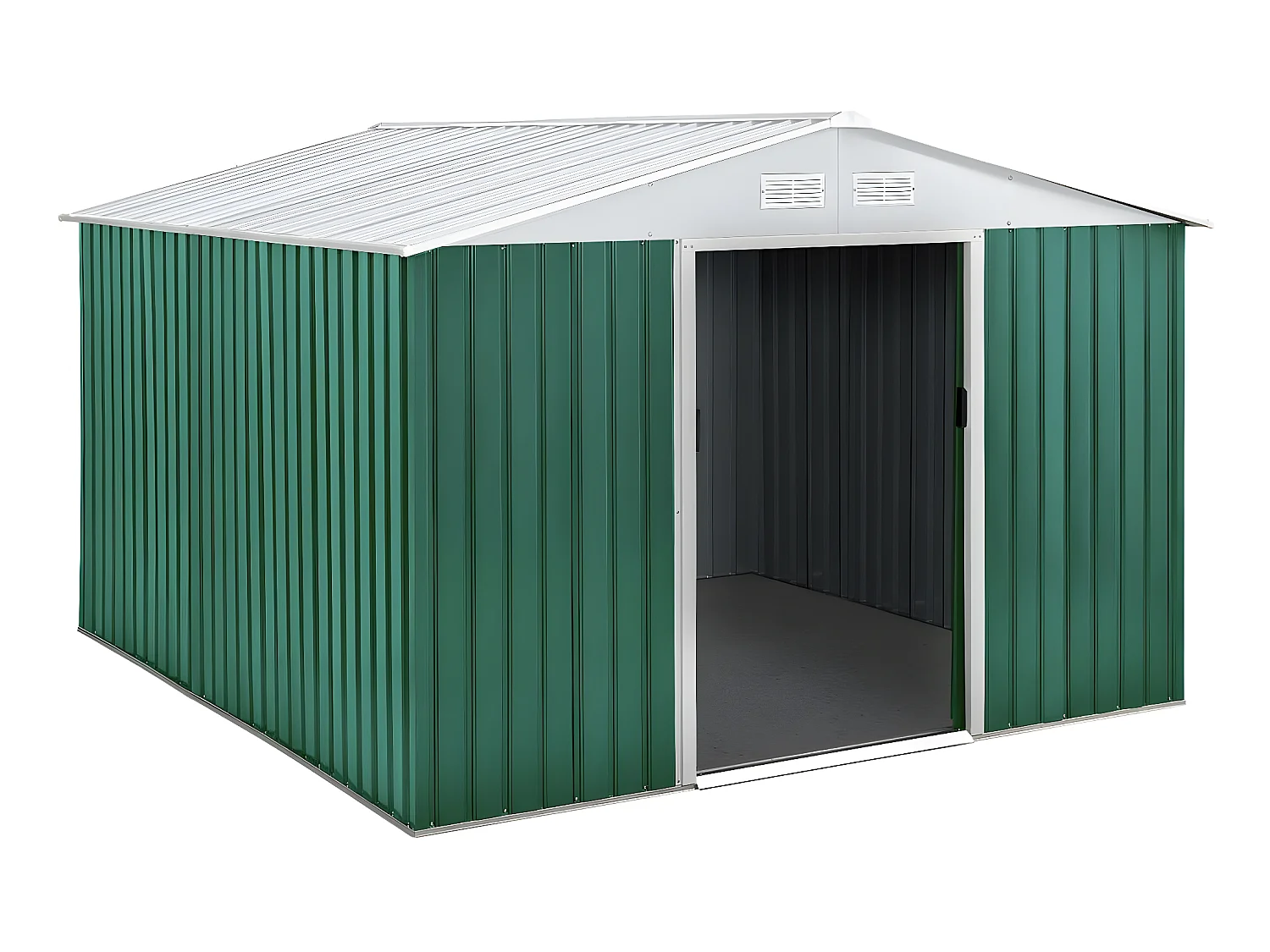 Abrigo de jardim em metal "Rosas" - 7,06 m² com porta de correr dupla e ventilação ideal