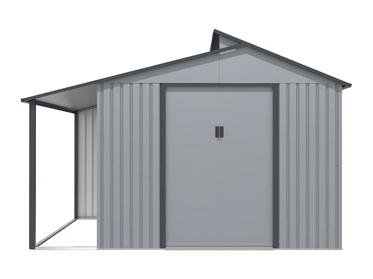 Caseta de metal con pergola "Madras" - 9.12 m² - Gris