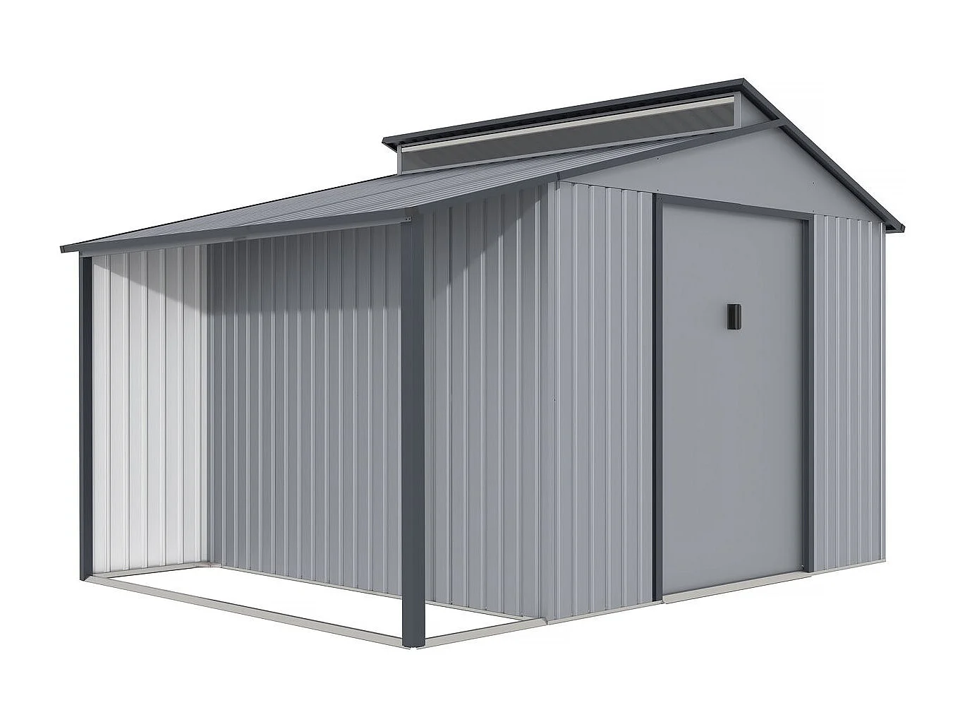 Tuinhuisje met overkapping metaal "Madras" - 9.12 m² - 355 x 257 x 237 cm - Grijs