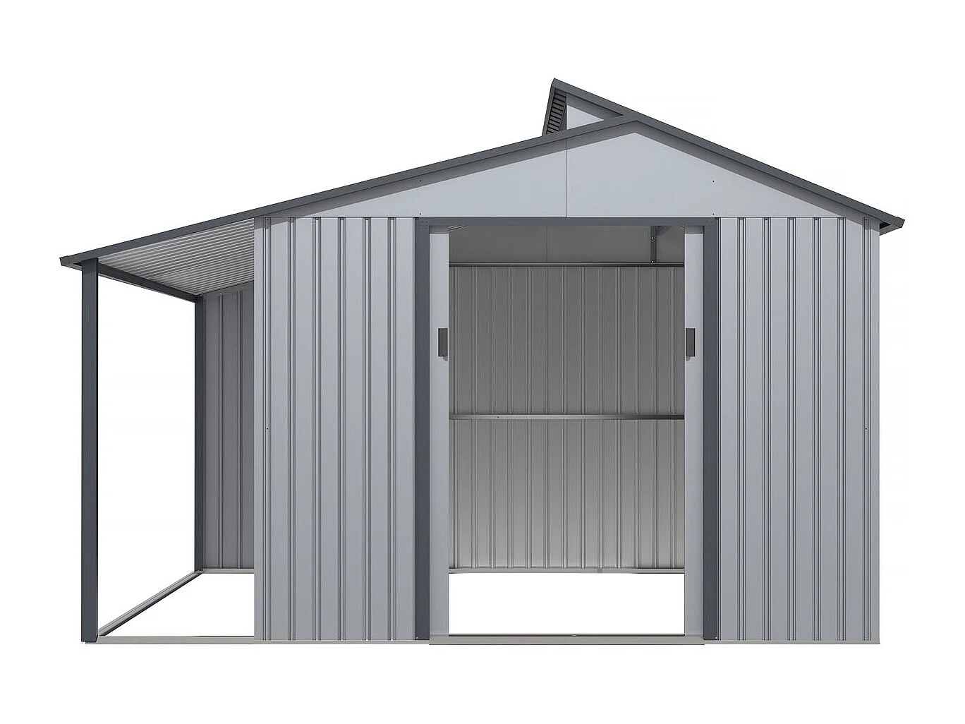 Tuinhuisje met overkapping metaal "Madras" - 9.12 m² - 355 x 257 x 237 cm - Grijs