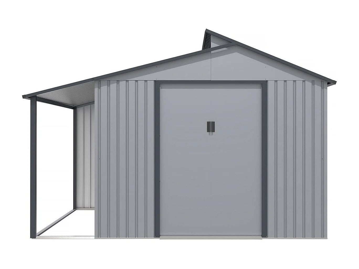 Tuinhuisje met overkapping metaal "Madras" - 9.12 m² - 355 x 257 x 237 cm - Grijs