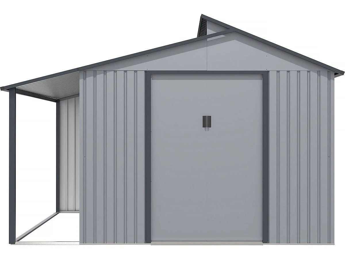 Tuinhuisje met overkapping metaal "Madras" - 9.12 m² - 355 x 257 x 237 cm - Grijs