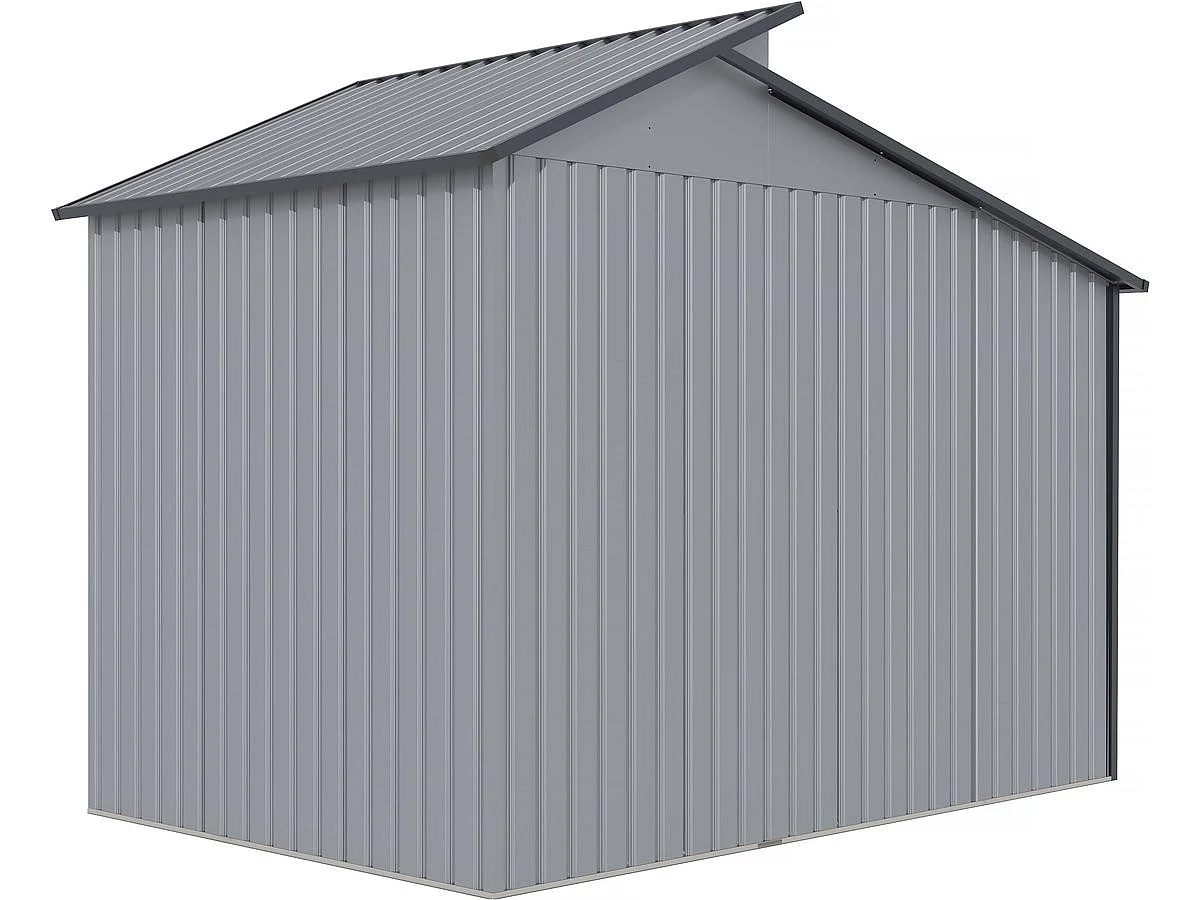 Gerätehaus aus Metall mit Unterstand "Madras" - 9,12 m² - 355 x 257 x 237 cm - Grau