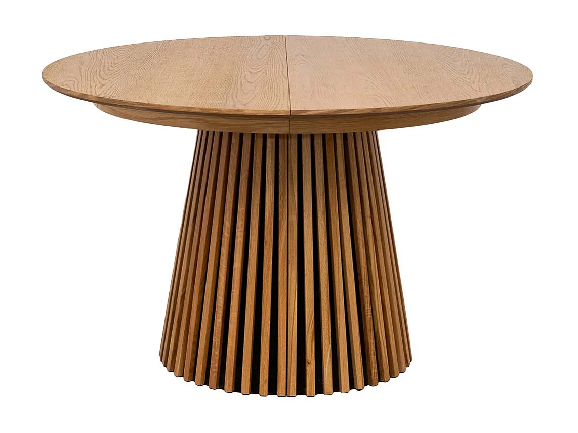 Tokyo eetkamertafel met 2 extra plaat Ø120x120-160-200cm eik fineer.