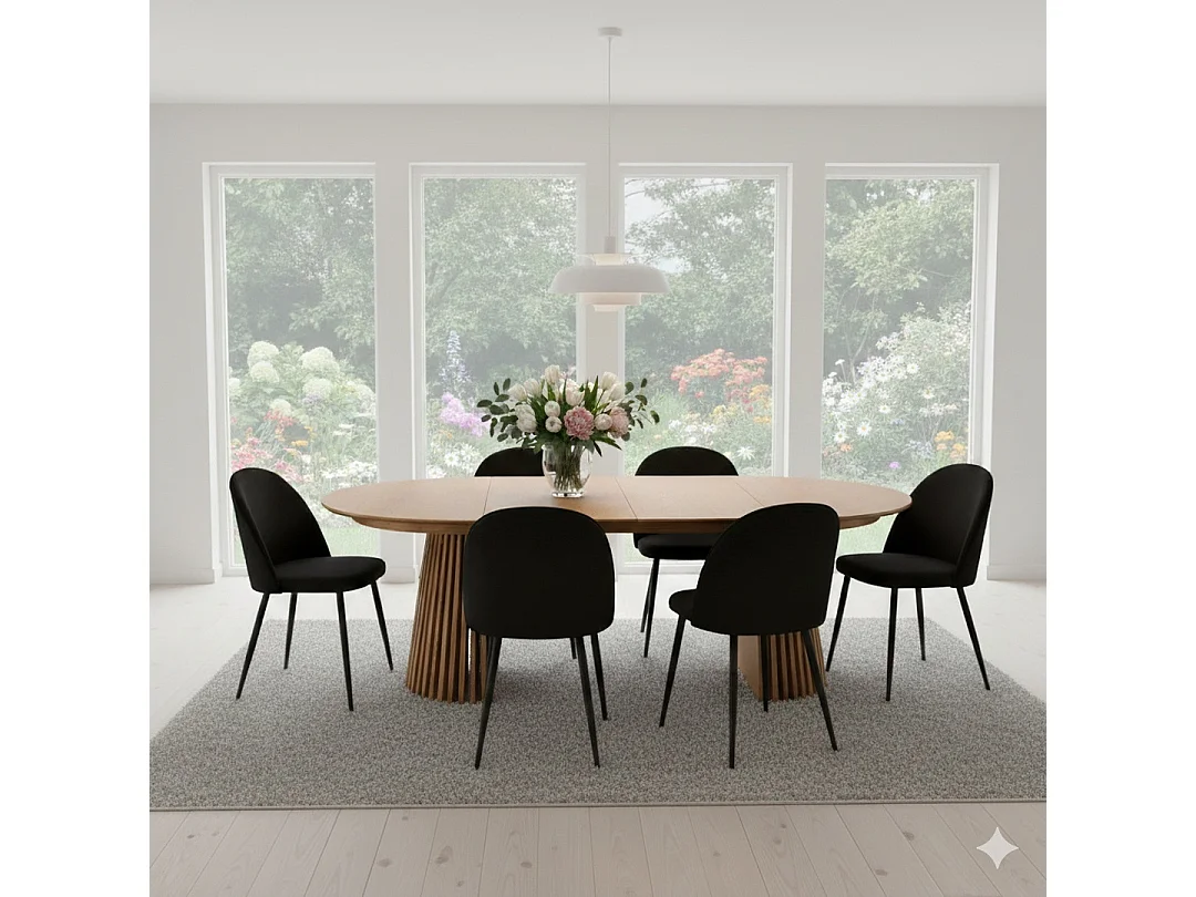 Tokyo eetkamertafel met 2 extra plaat Ø120x120-160-200cm eik fineer.