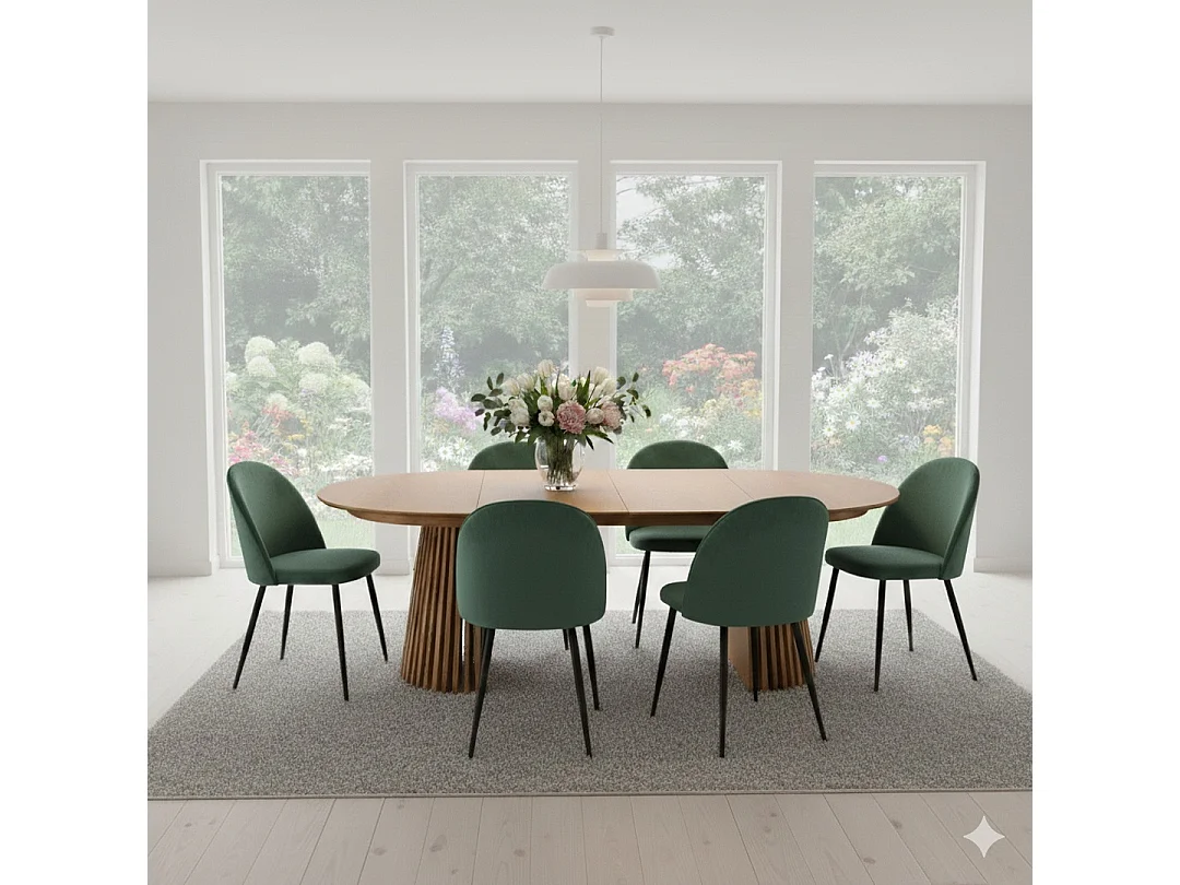 Tokyo eetkamertafel met 2 extra plaat Ø120x120-160-200cm eik fineer.