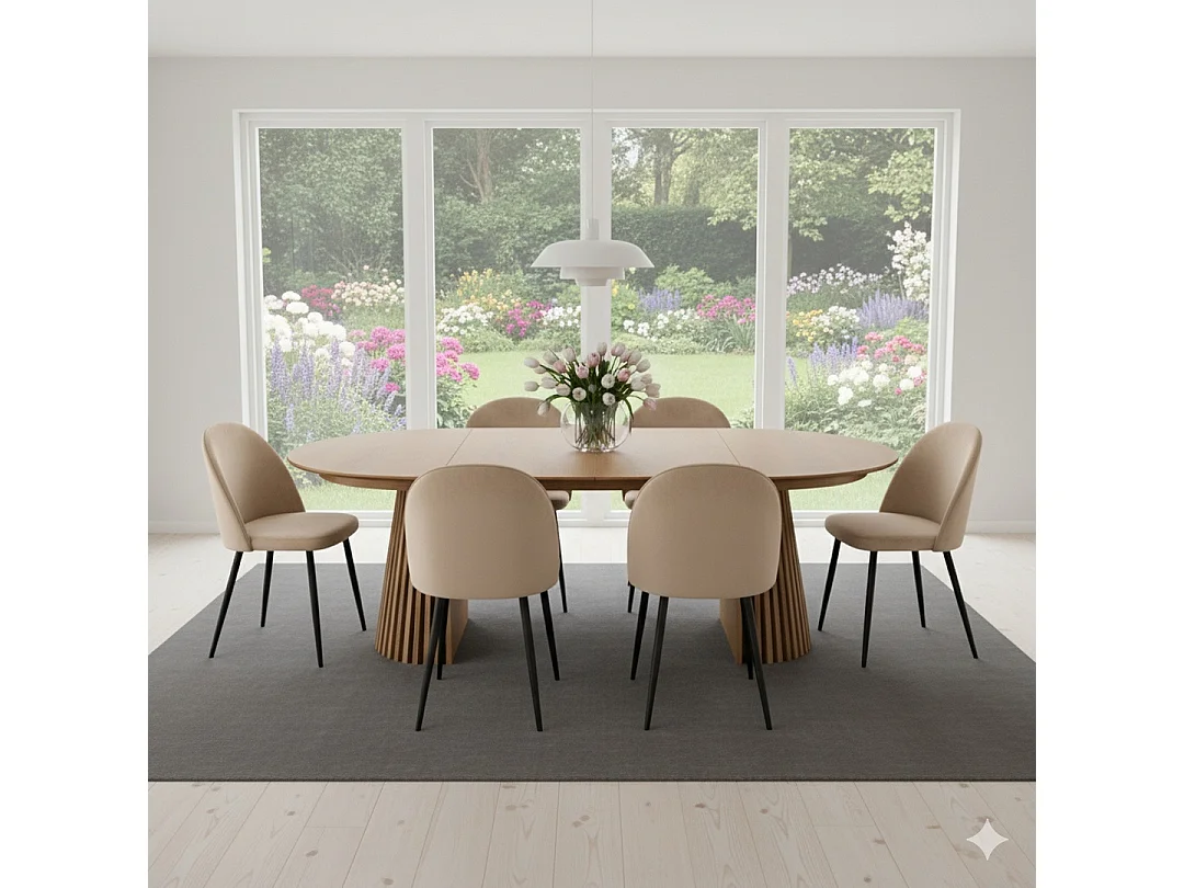 Tokyo eetkamertafel met 2 extra plaat Ø120x120-160-200cm eik fineer.