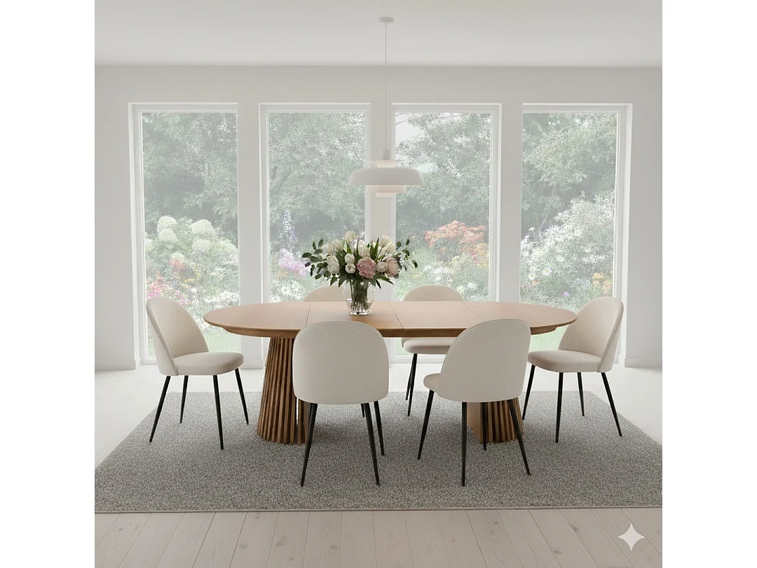 Tokyo eetkamertafel met 2 extra plaat Ø120x120-160-200cm eik fineer.