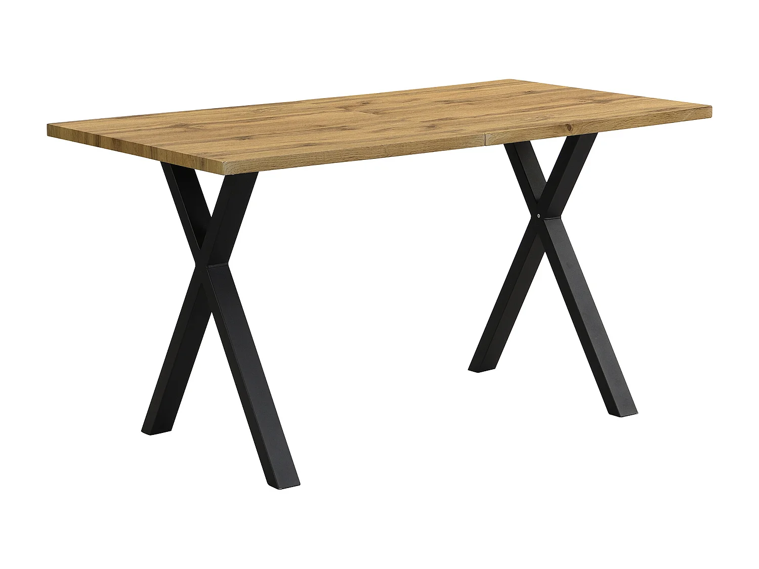 Rectangular dining table - wrought iron X-shaped legs - Natural
