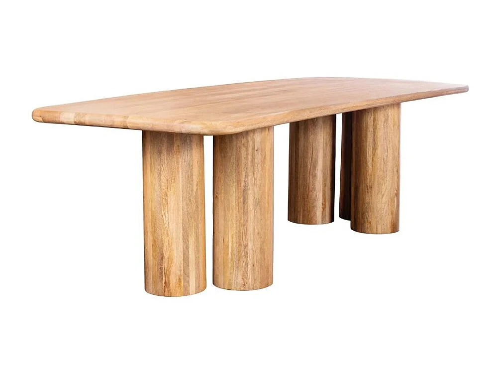 Table de salle à manger ORINO 240 cm en bois massif de manguier – Table rectangulaire design avec pieds cylindriques
