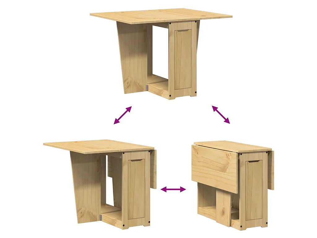 Table à manger papillon pliante Corona cire marron bois de pin