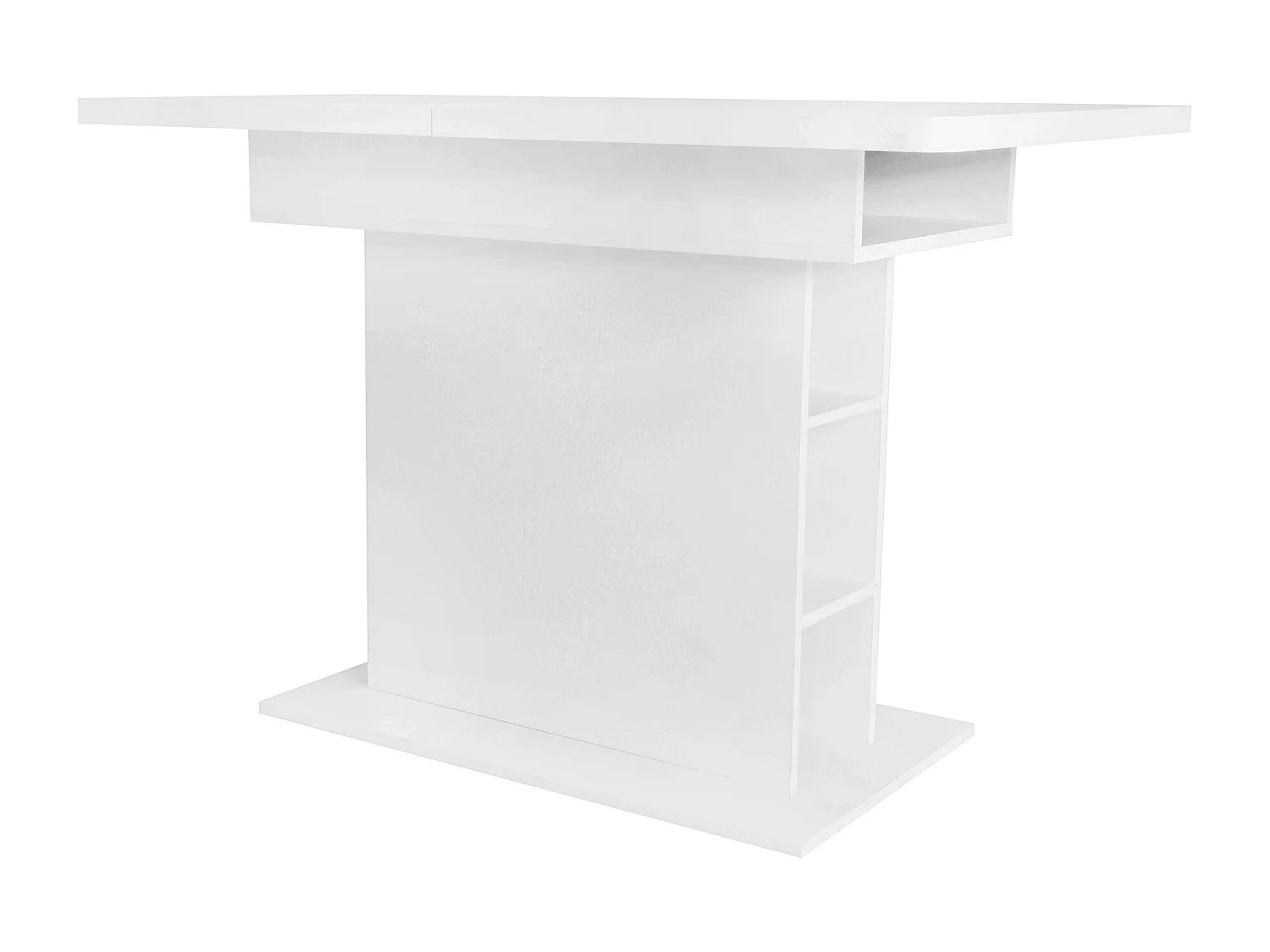 Extendable modern dining table with storage underneath - White