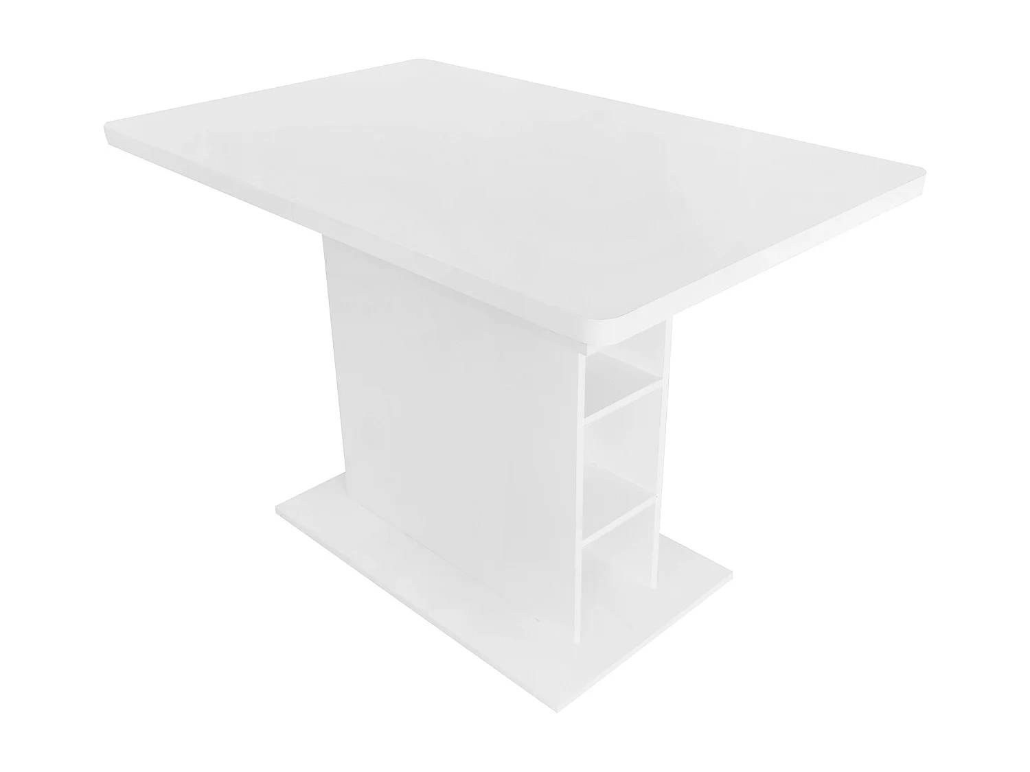 Extendable modern dining table with storage underneath - White