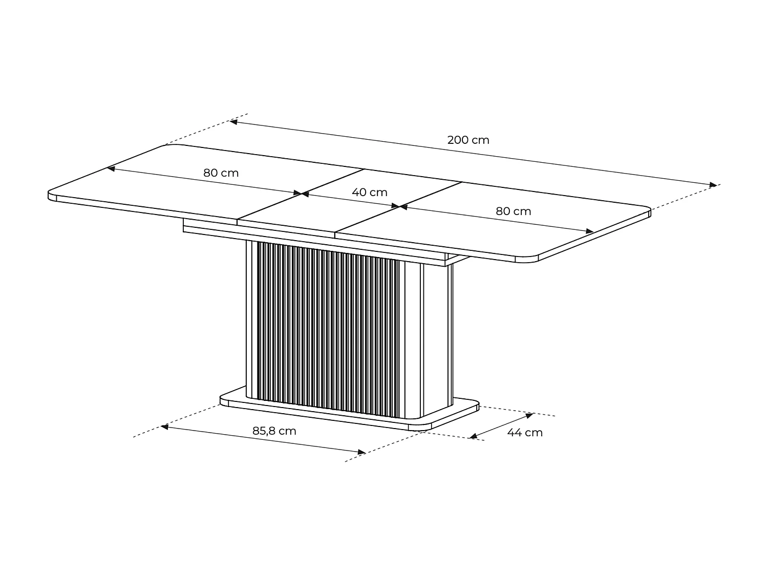 Ausziehbarer Tisch, 160–200 x 90 x 75,4 cm