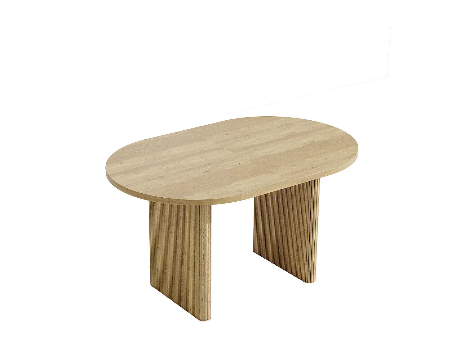 Table à manger extensible 140/200x90x75cm - Pour 6 à 8 personnes - Plateau rond épais - Placage chêne - Naturel