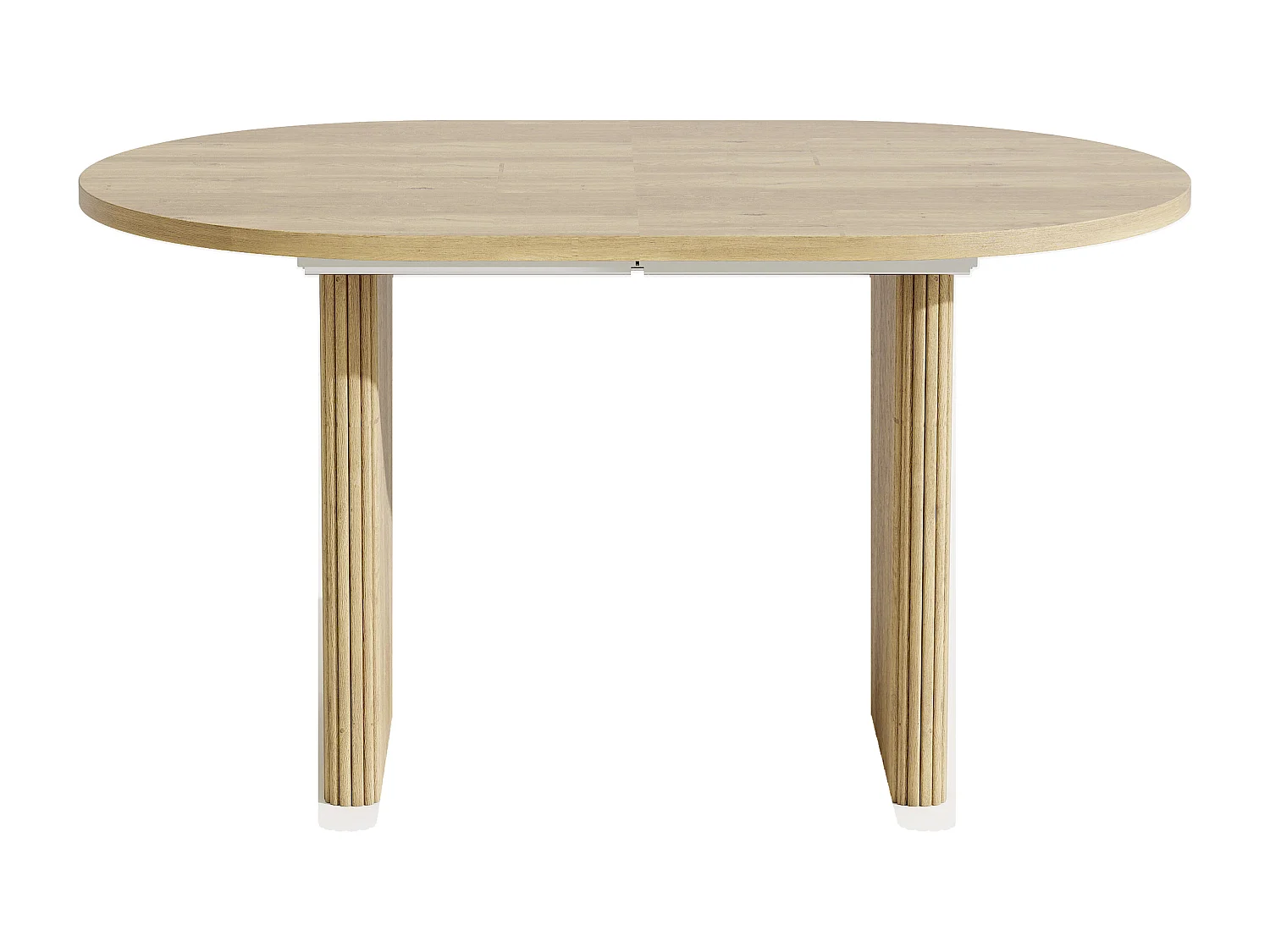 Table à manger extensible 140/200x90x75cm - Pour 6 à 8 personnes - Plateau rond épais - Placage chêne - Naturel