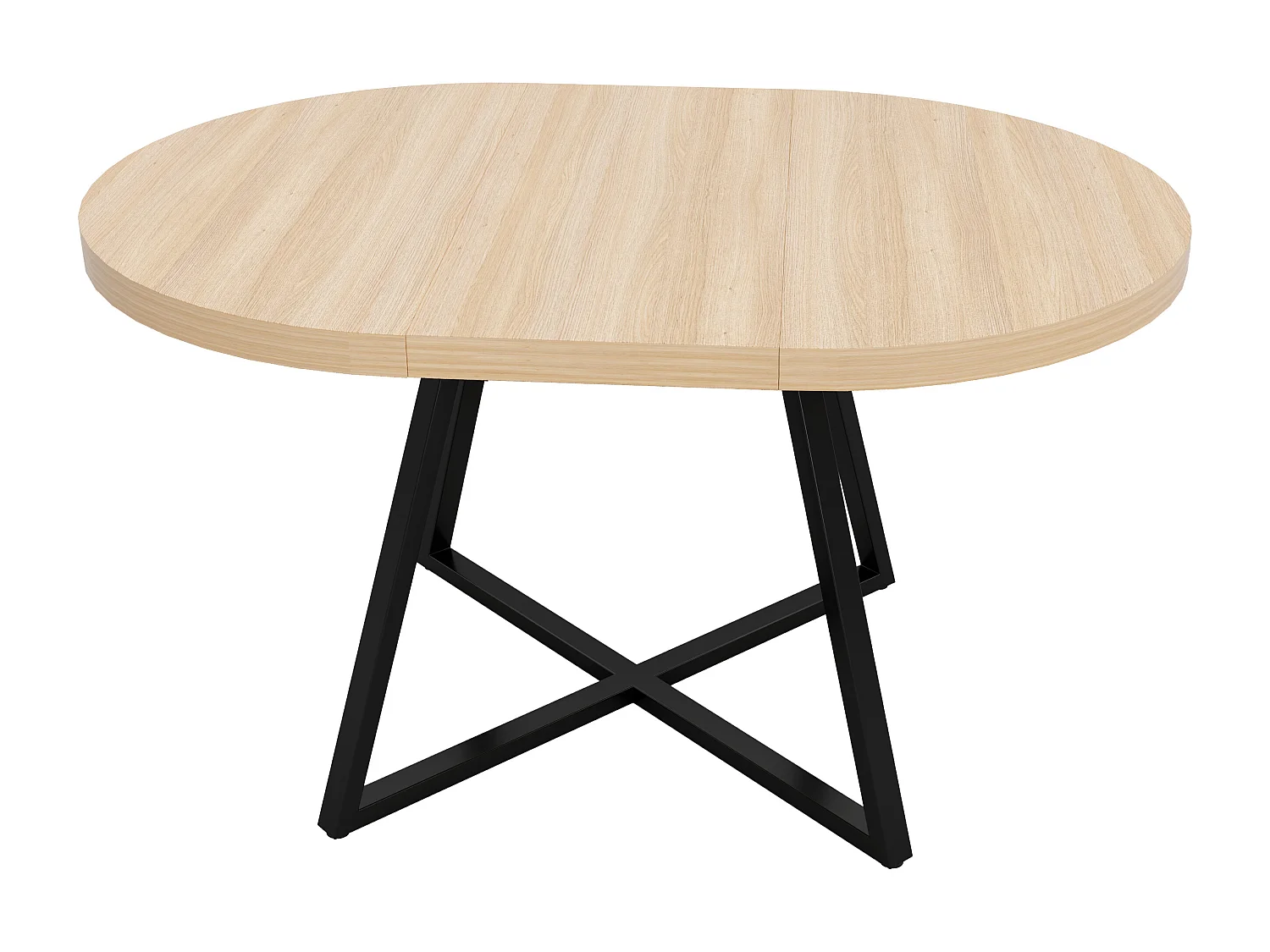 Table à manger ronde extensible 100/140x100 cm - Pour 4 à 6 personnes - Coins arrondis - Plateau épais - Placage chêne - couleur chêne