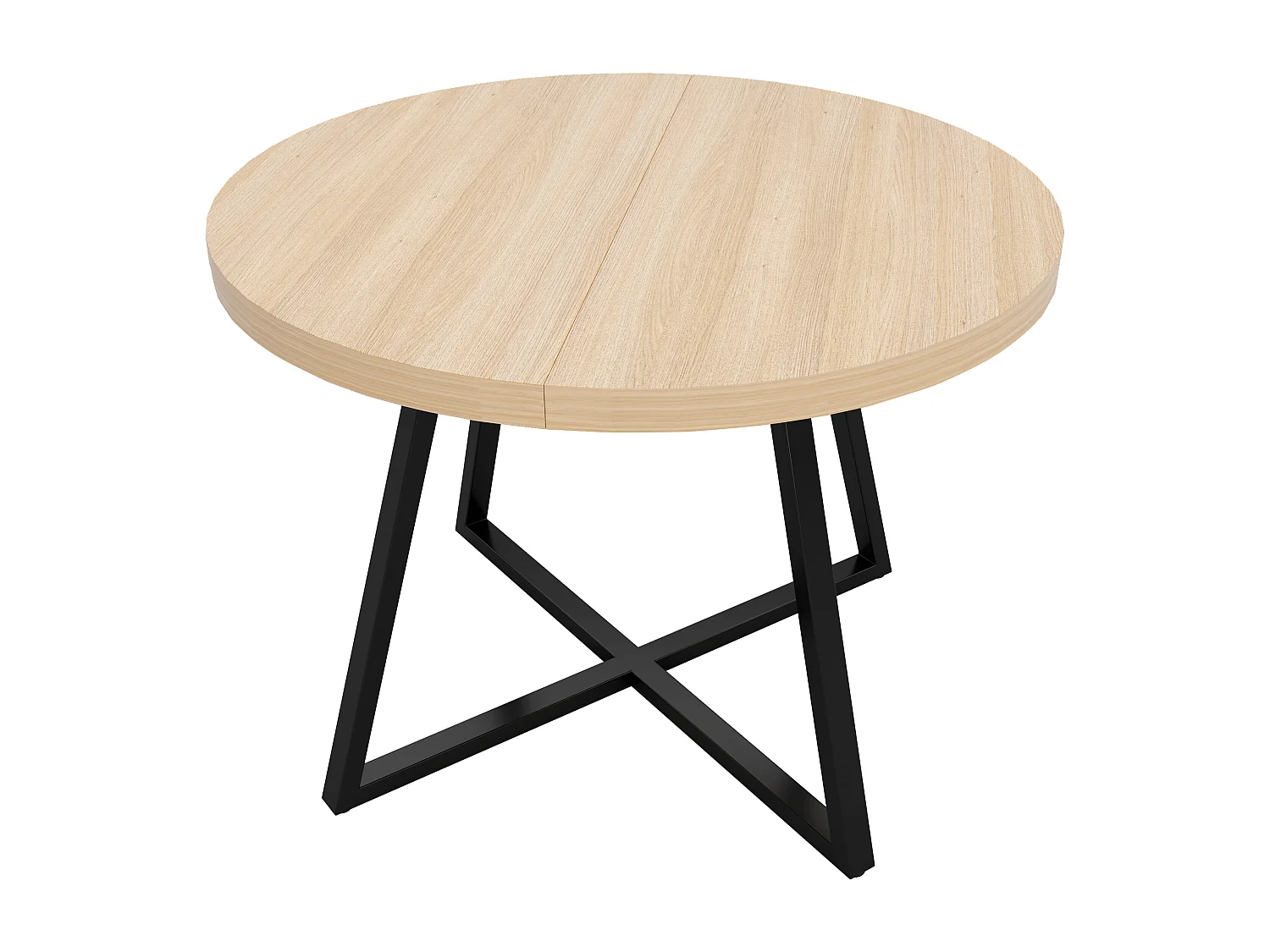 Table à manger ronde extensible 100/140x100 cm - Pour 4 à 6 personnes - Coins arrondis - Plateau épais - Placage chêne - couleur chêne