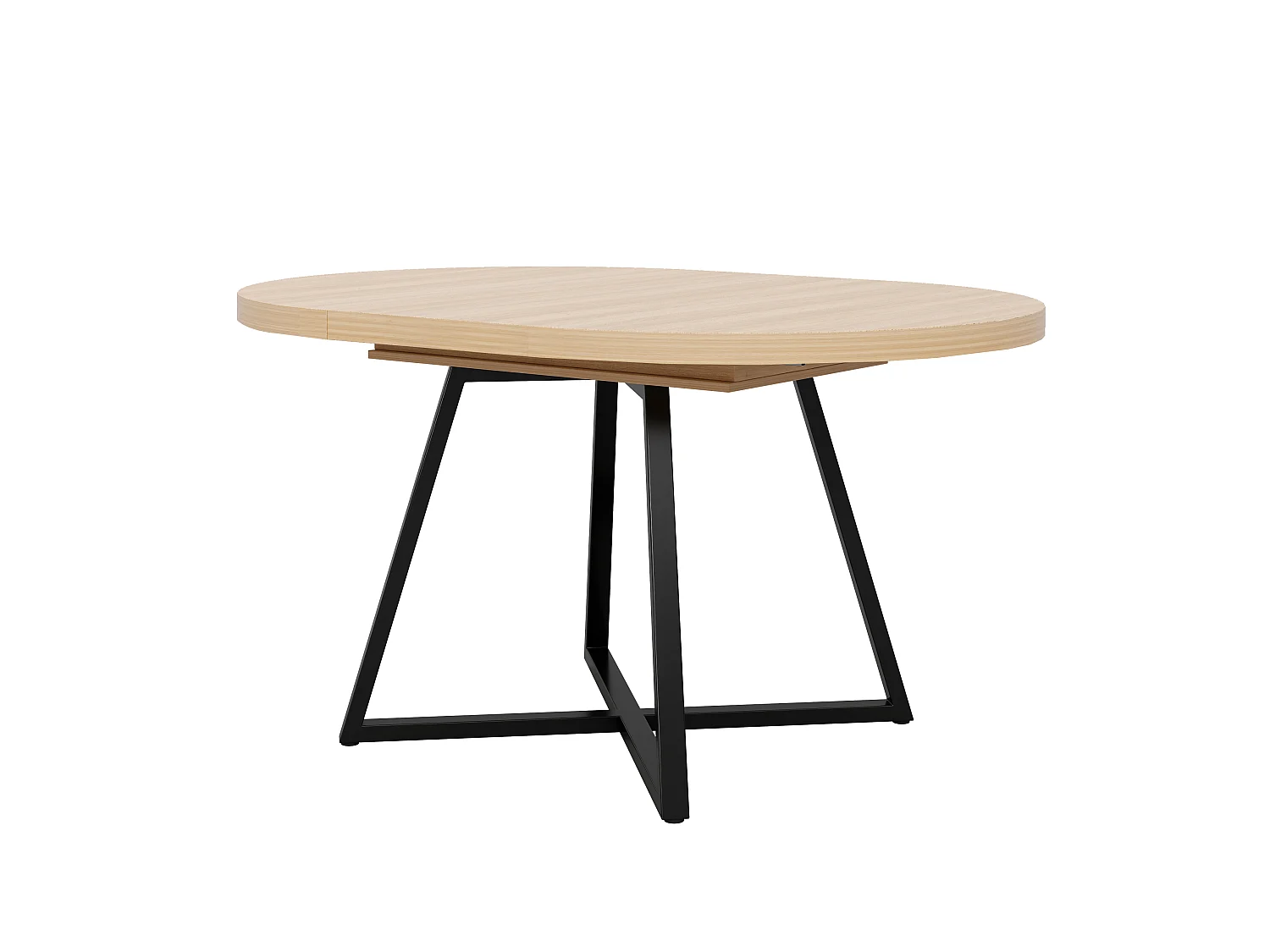 Mesa de jantar redonda extensível 100/140x100 cm - Para 4 a 6 pessoas - Cantos arredondados - Tampo espesso - Folheado de carvalho - Cor carvalho