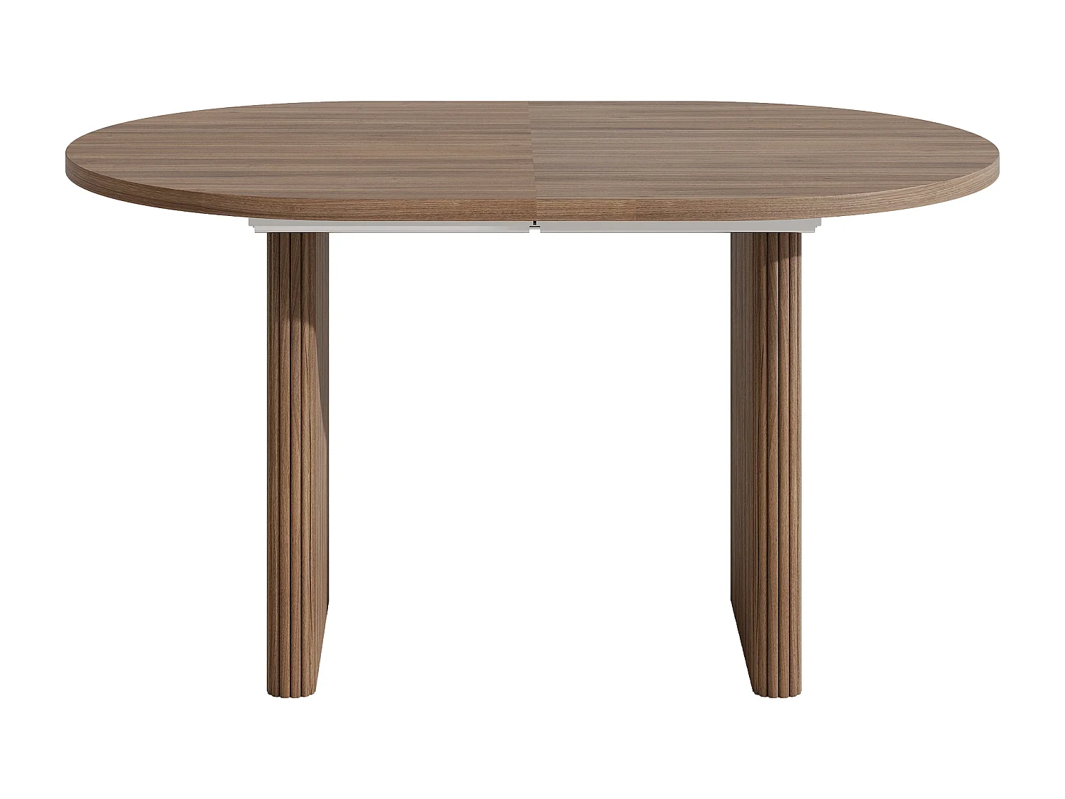 Table à manger extensible 140/200x90x75cm - Pour 6 à 8 personnes - Plateau rond épais - Placage chêne - Marron