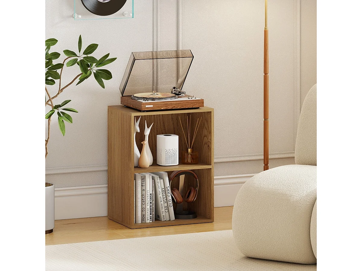 Libreria a 2 livelli scaffale aperto in legno naturale 42 x 29,5 x 53,5 cm