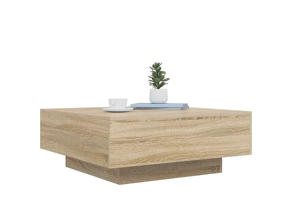 Mesa de centro de tablero de madera de ingeniería color roble, 80 × 80 × 31 cm