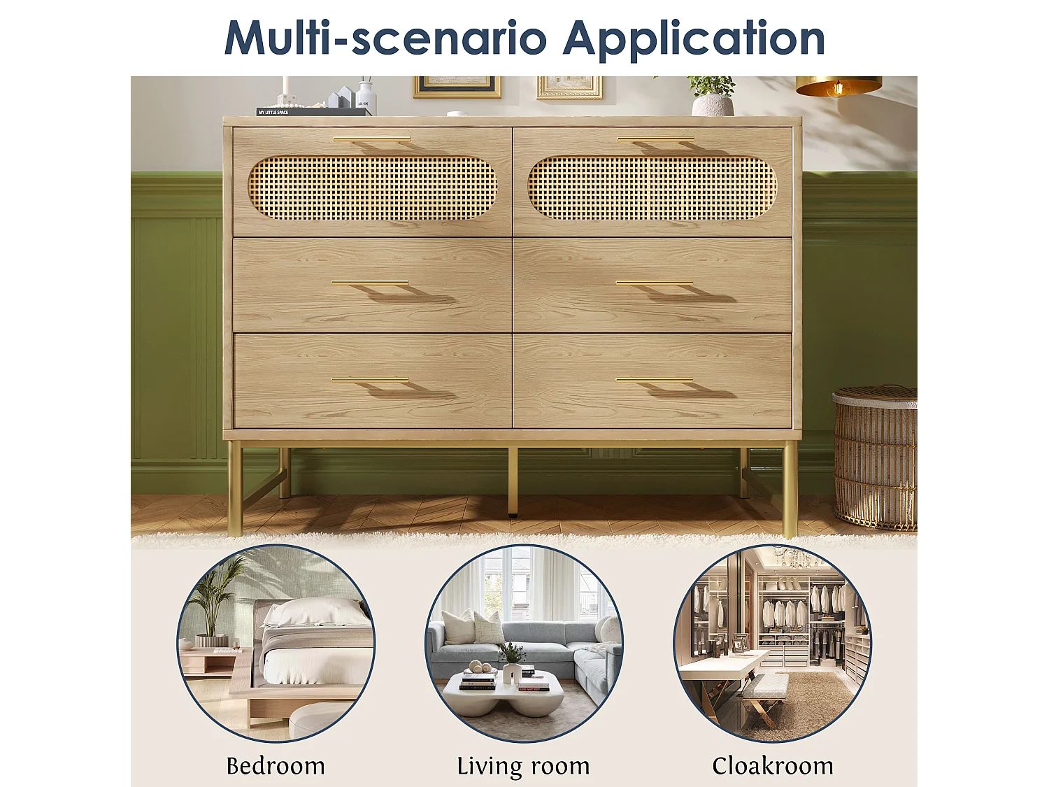 6-Drawer Chest of Drawers - Particleboard - Natural