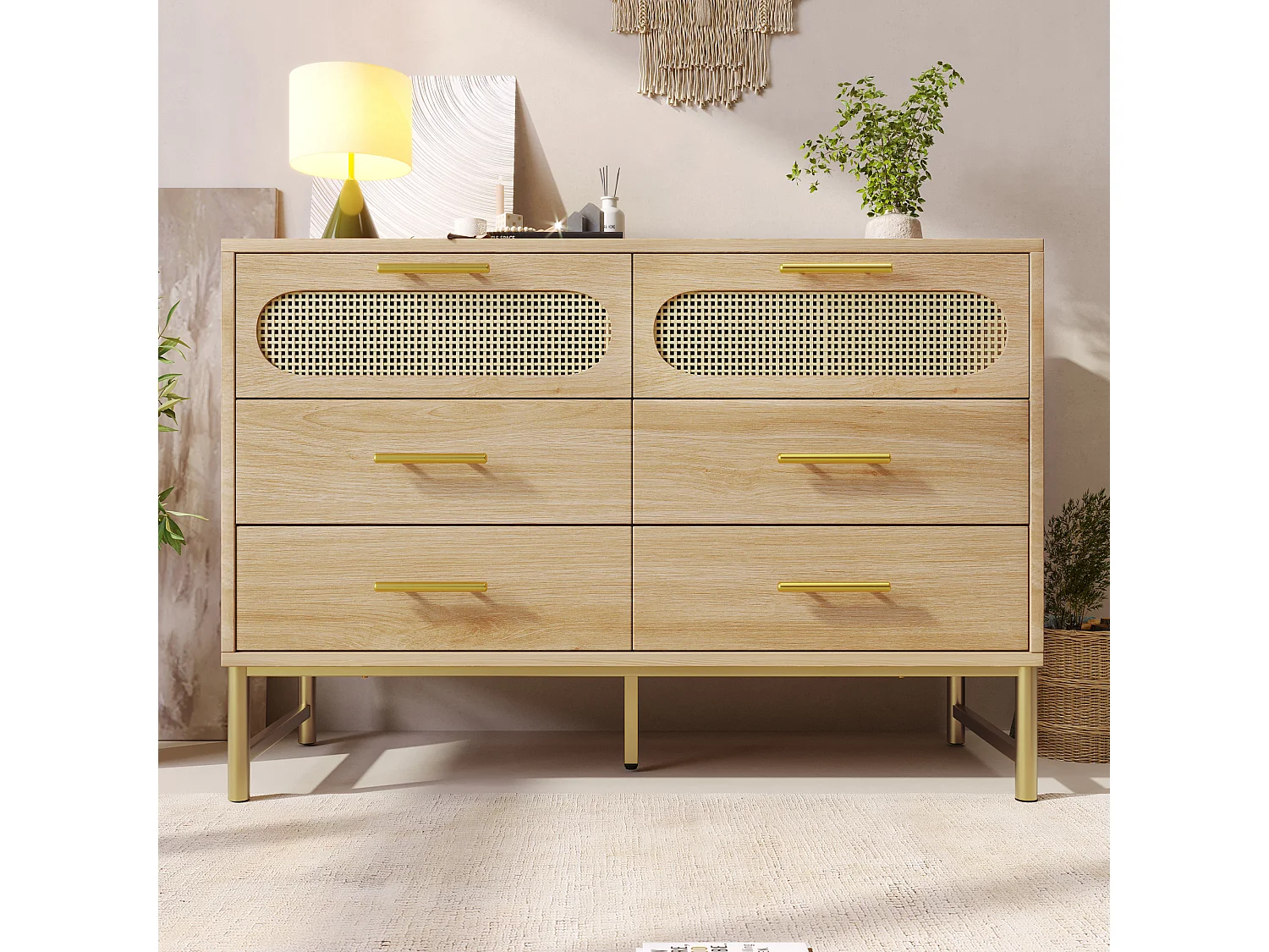 6-Drawer Chest of Drawers - Particleboard - Natural