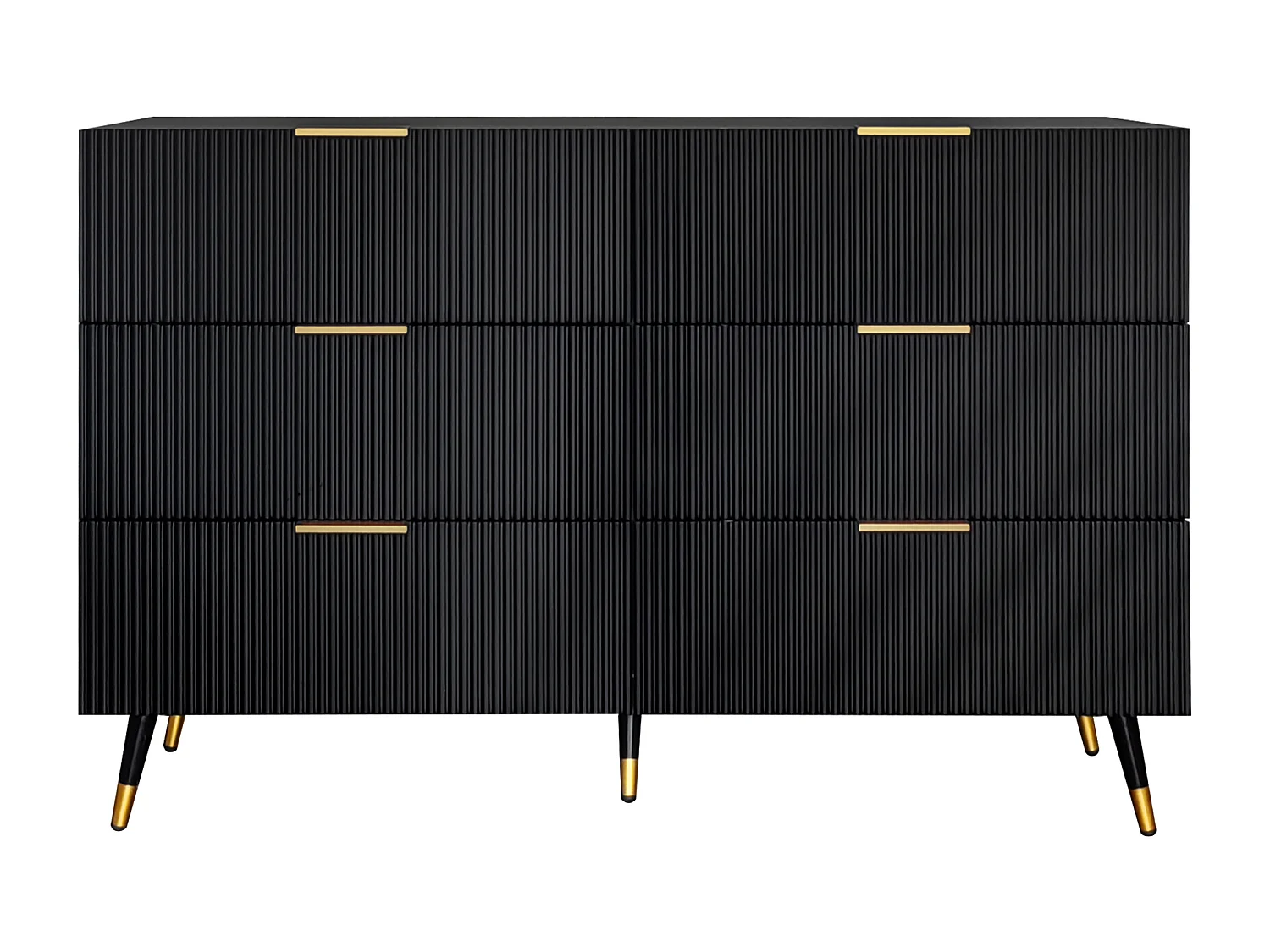 Chest of drawers with 6 drawers - 120 x 40 x 77 cm - Particleboard - for living room, bedroom - Black