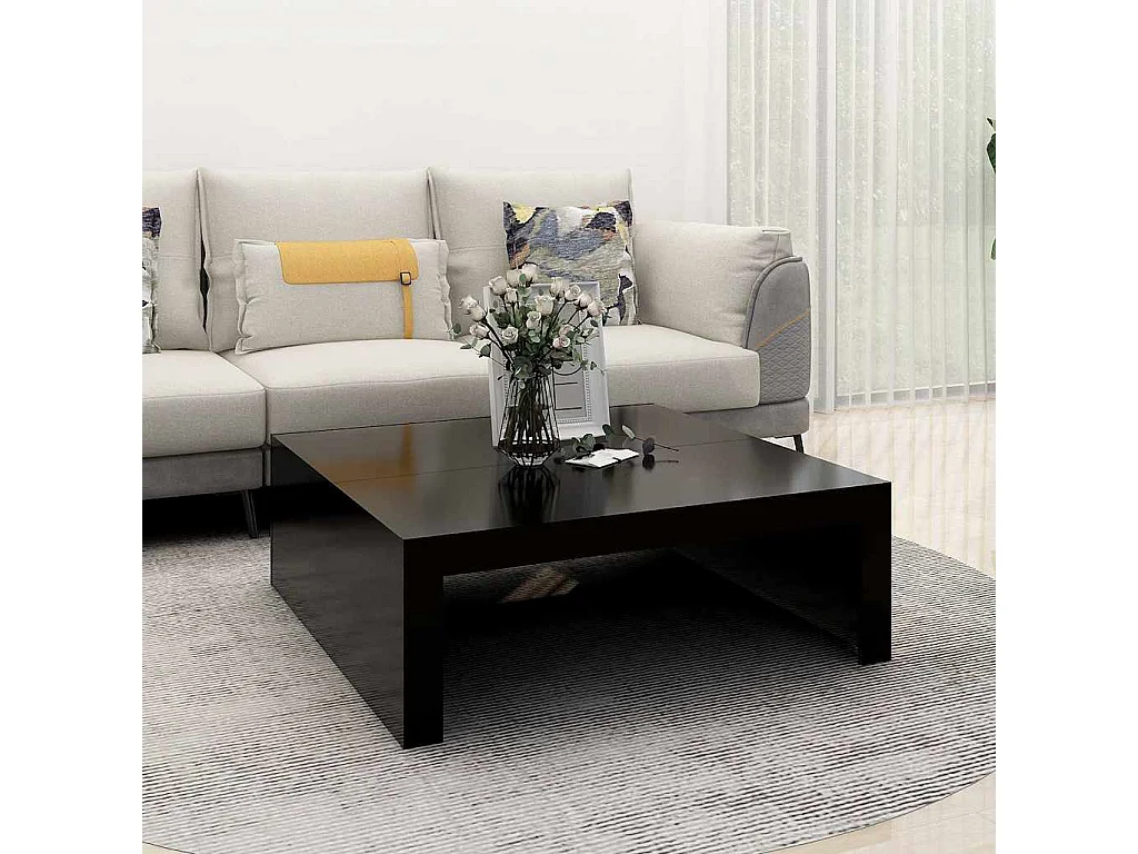 Table basse noir 100x100x35 cm bois d'ingénierie