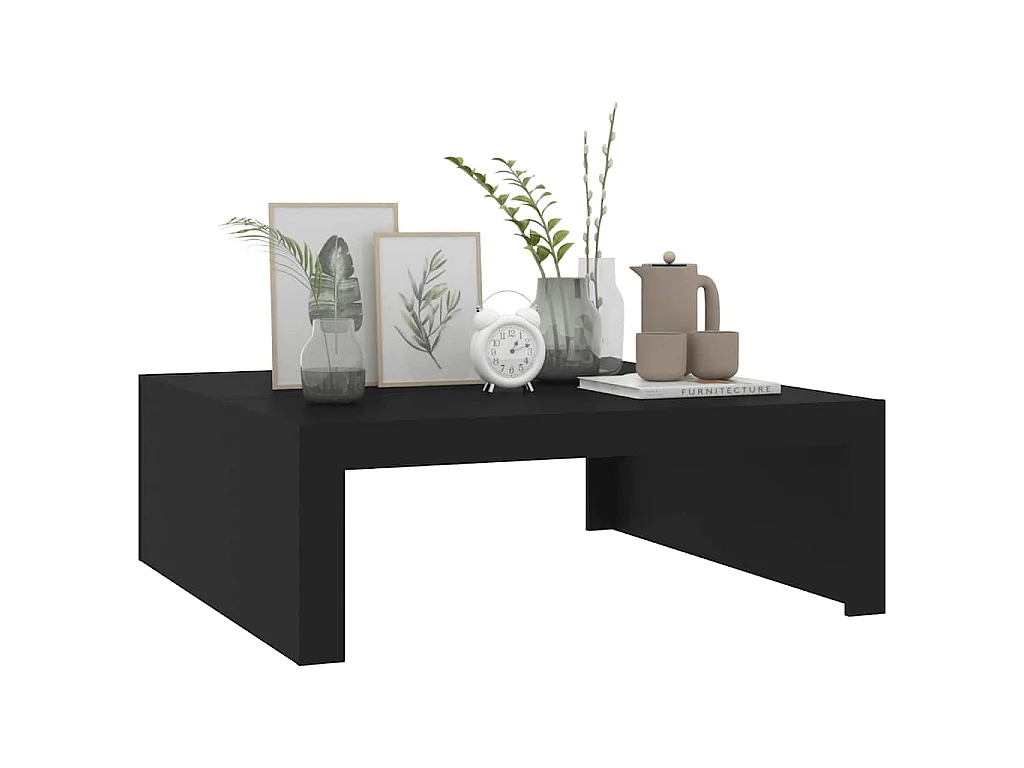 Mesa de centro de madera contrachapada, color negro, 100 × 100 × 35 cm