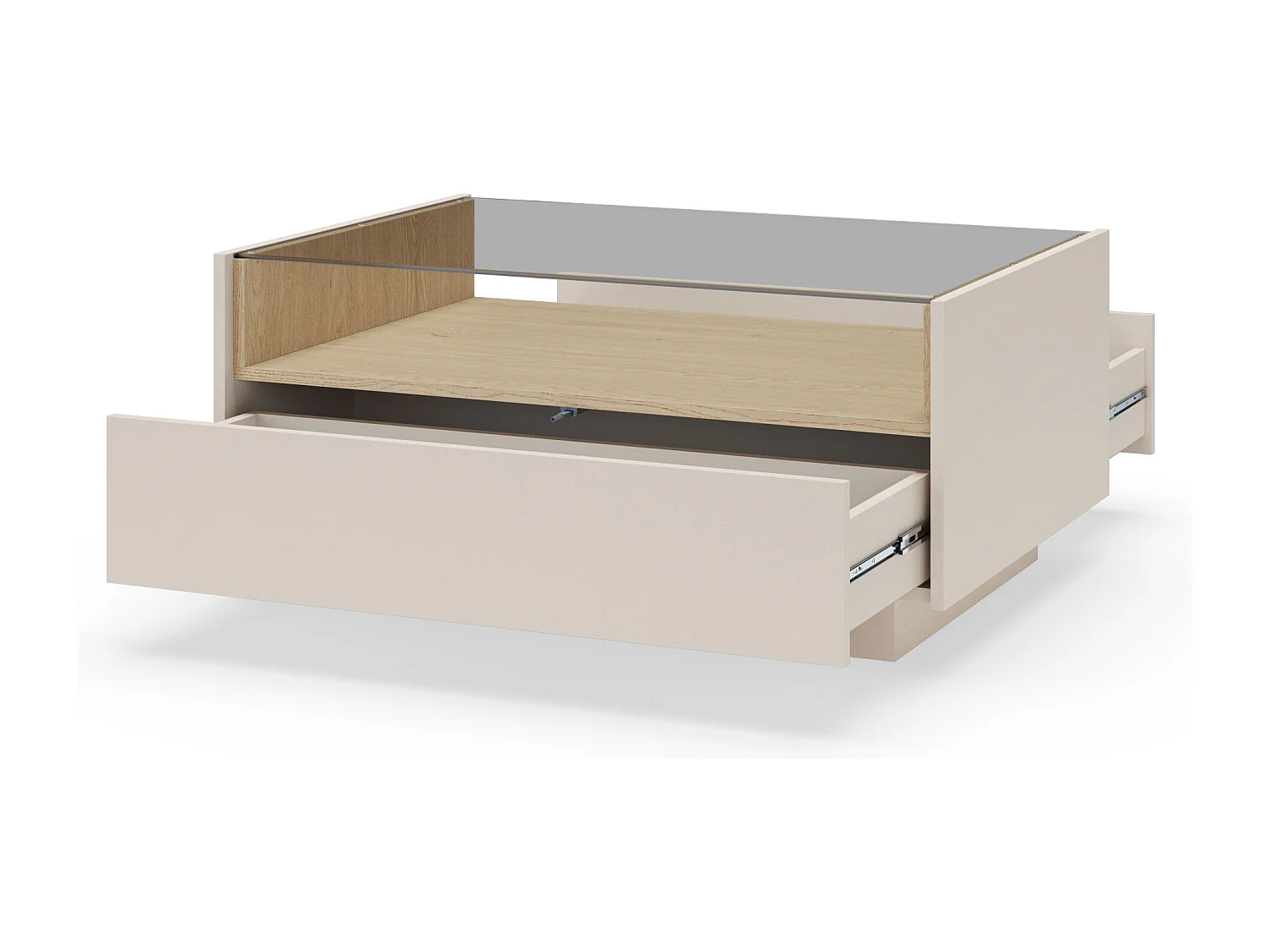 Salontafel, beige + cremona eikenhout, 96 x 43,4 x 67,2 cm