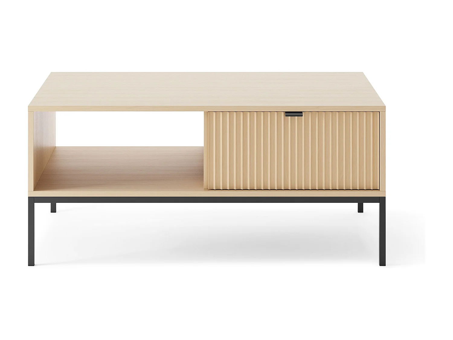 Table basse : chêne Vicenza, Noir, 104 x 46 x 68 cm, poignées Noires
