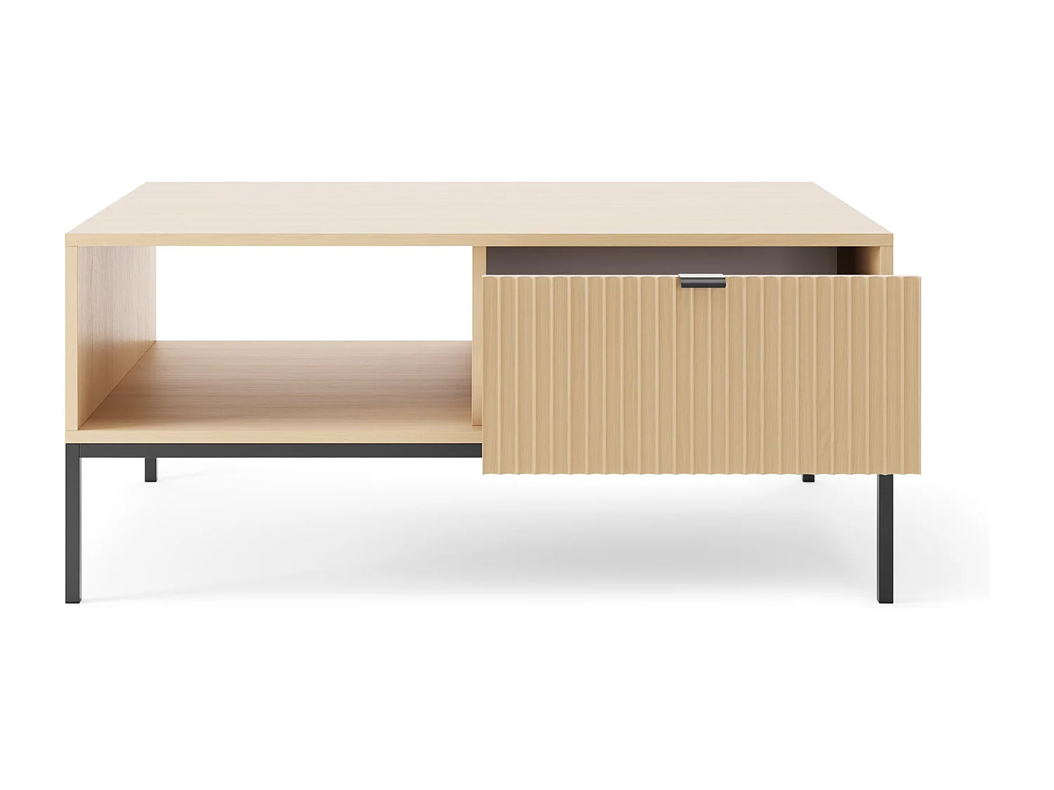 Table basse : chêne Vicenza, Noir, 104 x 46 x 68 cm, poignées Noires