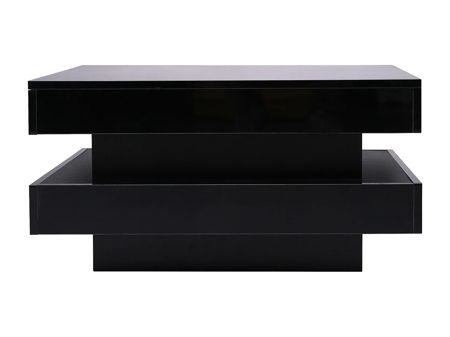 High-gloss lacquered coffee table with 360° swivel top - with LEDs - 70 x 70 x 36 cm - chipboard - white