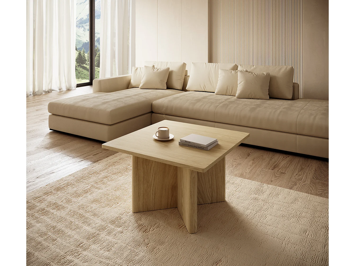 Couchtisch, geölte Eiche, 80 x 49,4 x 80 cm