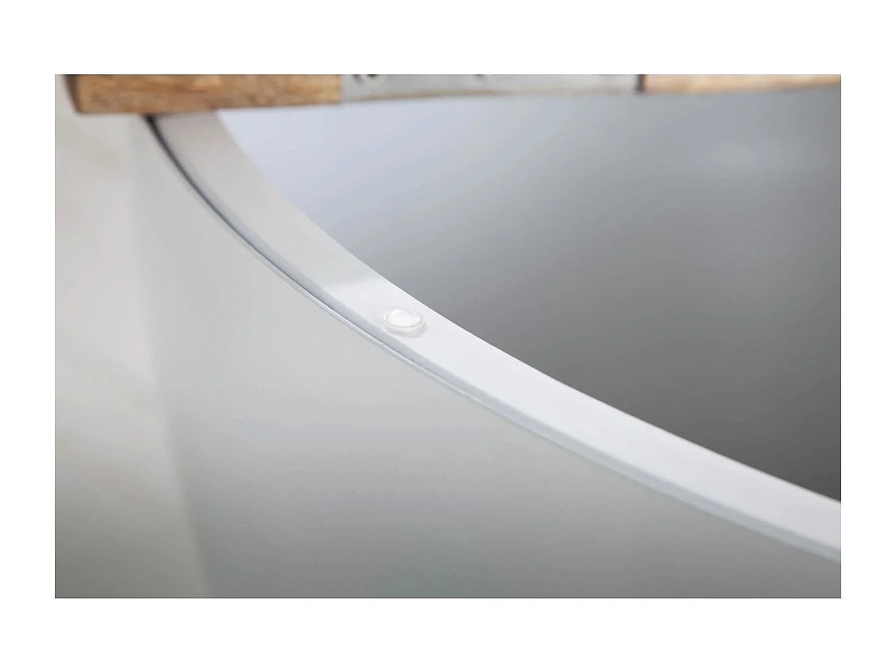 Mesa baja TRIANE 60 cm con cofre - Tablero de madera de mango y estructura de metal blanco mate