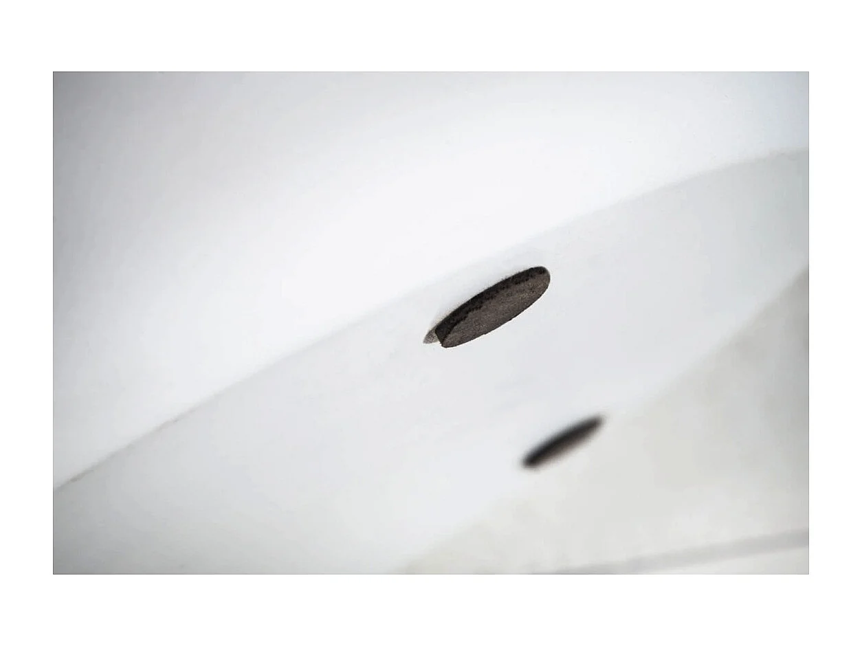 Mesa baja TRIANE 60 cm con cofre - Tablero de madera de mango y estructura de metal blanco mate