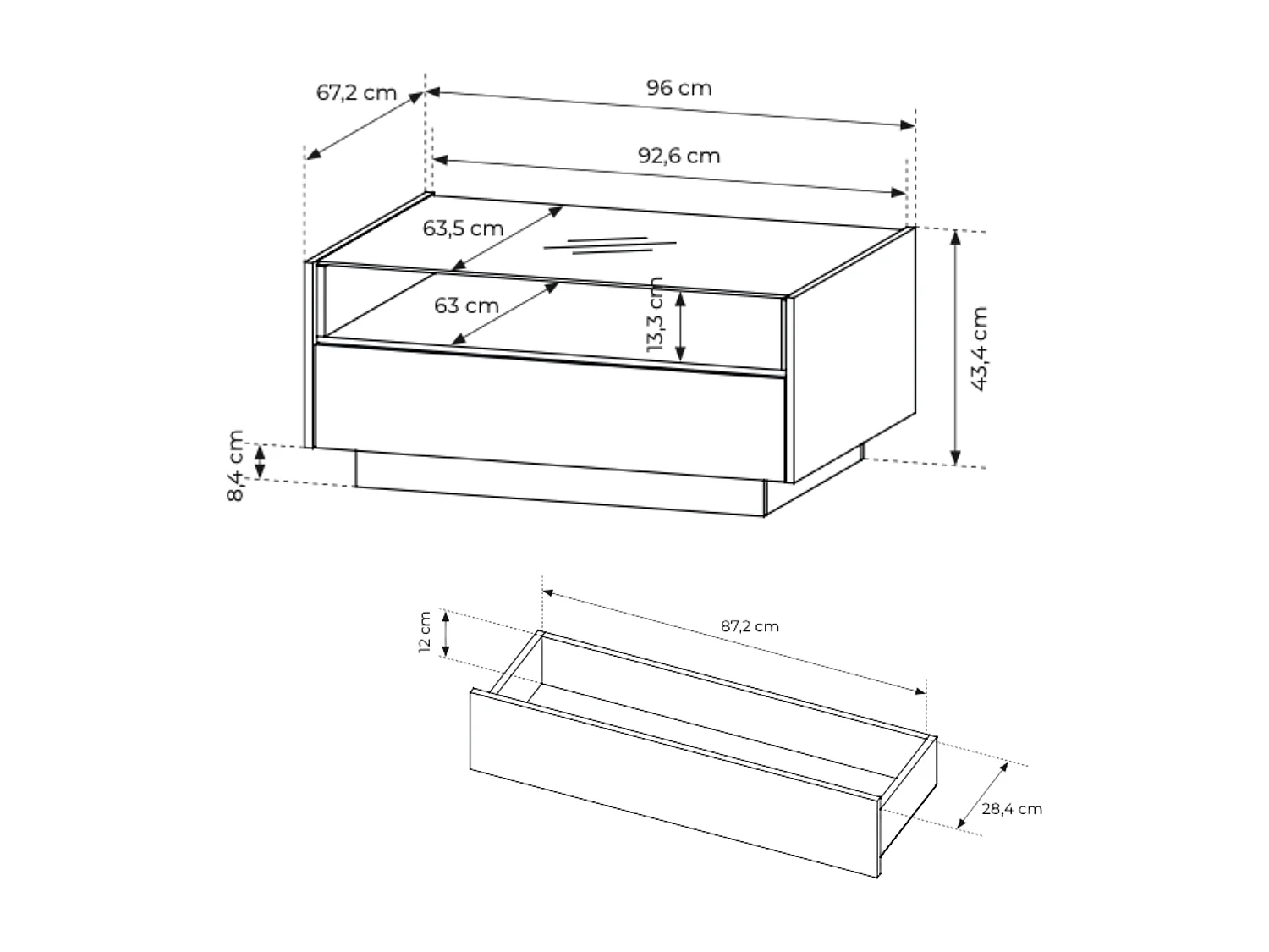 Salontafel, cacao + cremona eikenhout, 96 x 43,4 x 67,2 cm