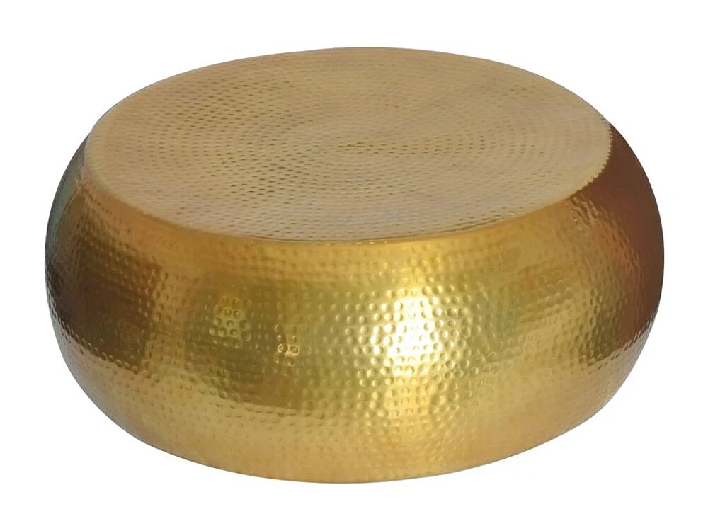 Table basse TRIANE dorée 80 cm – Aluminium martelé design brillant