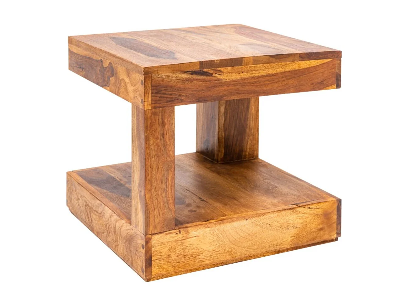 Table basse GRADI 45 cm en bois massif de Sheesham – Table basse carrée compacte avec rangement