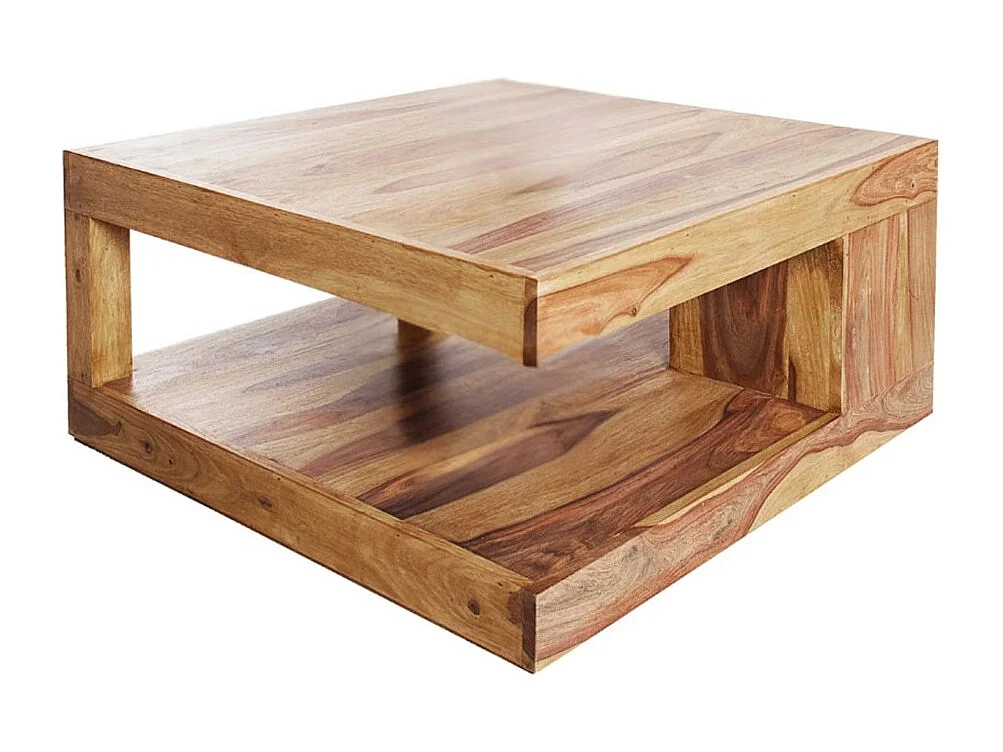 Beistelltisch GRADI 80 cm aus massivem Sheeshamholz – Quadratischer Couchtisch mit Stauraum